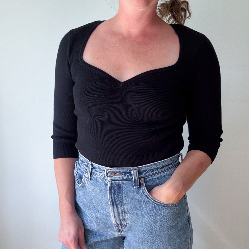 Maeve Black Fitted Top